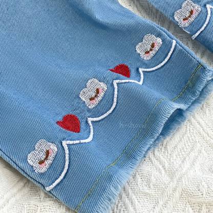 Toddler Girl Heart Embroidered Summer Pants - image 7
