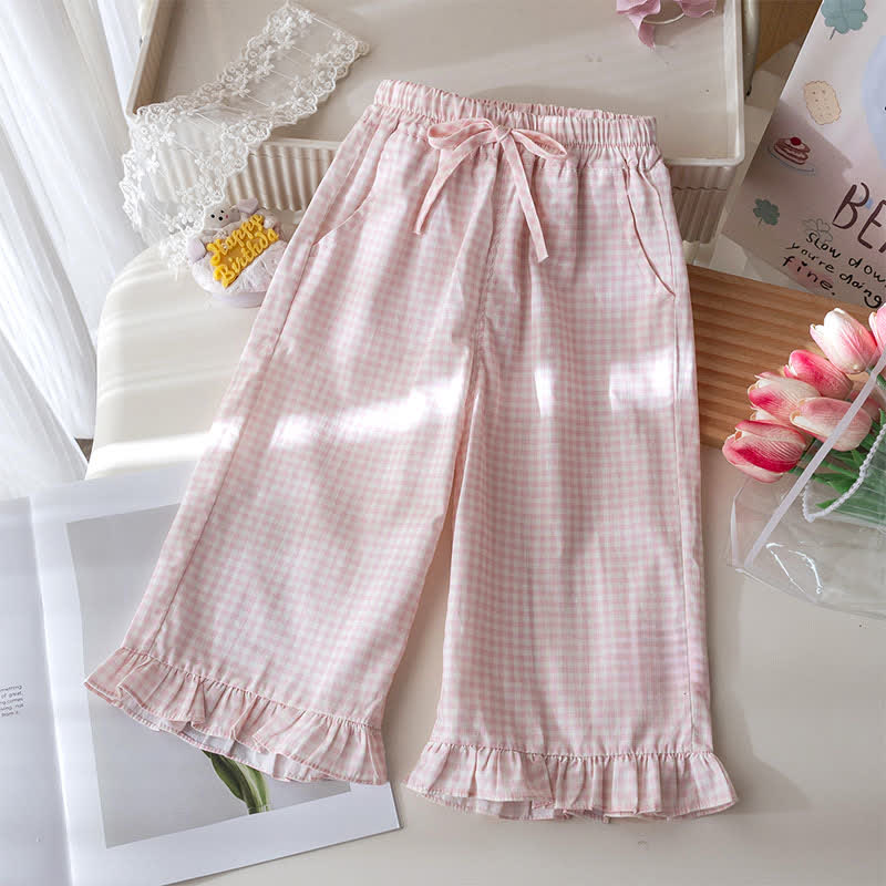 Toddler Girl White&Pink Bow Tee and Gingham Pants 2-piece Set - image 9