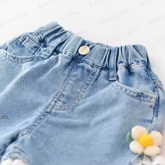 Toddler Girl Lace Flower Denim Shorts - image 4