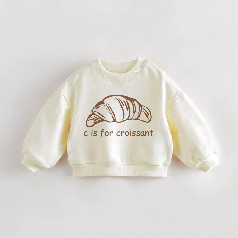 CIS FOR CROISSANT Baby Toddler Cream Sweatshirt - Cream - 3-5T - image 1
