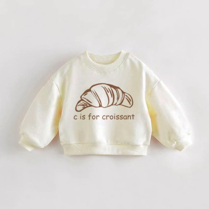CIS FOR CROISSANT Baby Toddler Cream Sweatshirt - Cream - 3-5T - image 1