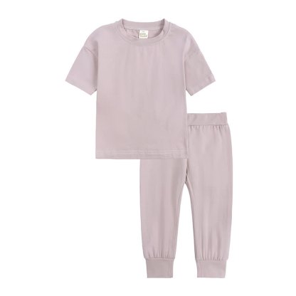 Toddler Solid Color Knit Top and Pants 2-piece Pyjama Set - Purple - 12-13T - image 7