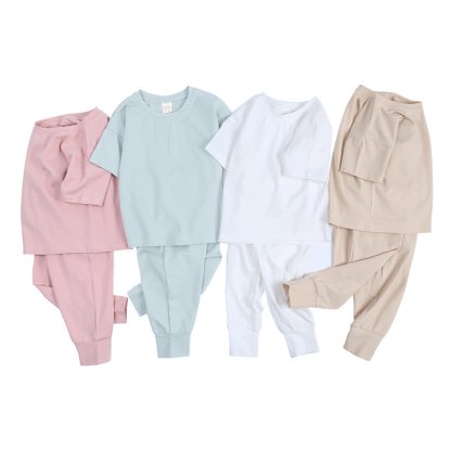 Toddler Solid Color Knit Top and Pants 2-piece Pyjama Set - image 9