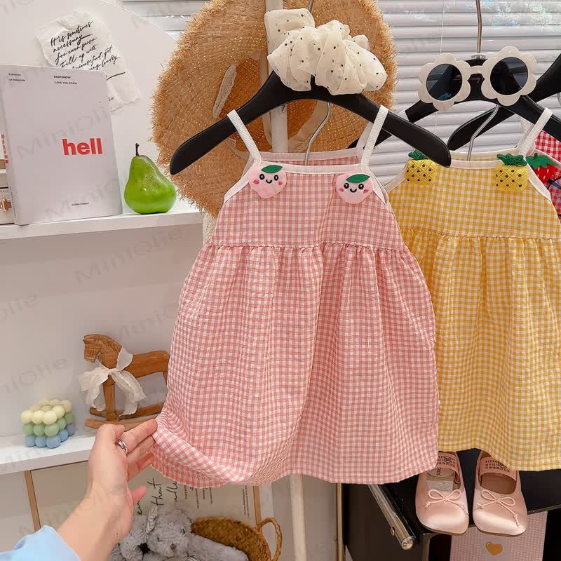 Toddler Girl Fruit Gingham Cami Dress - Pink - 8-9T - image 5