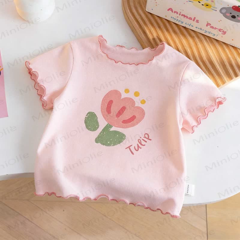 Toddler Girl Apple/Tulip T-Shirt - Pink - 8-9T - image 4