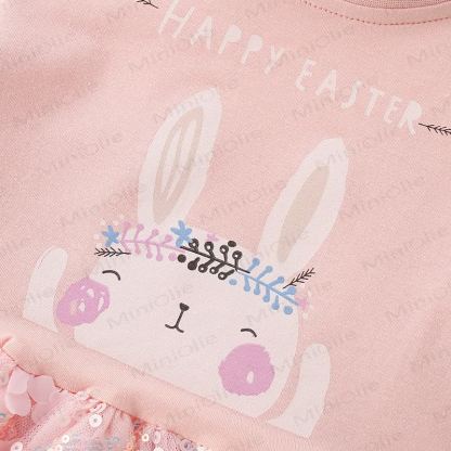 HAPPY EASTER Toddler Girl Bunny Tulle Dress - image 3