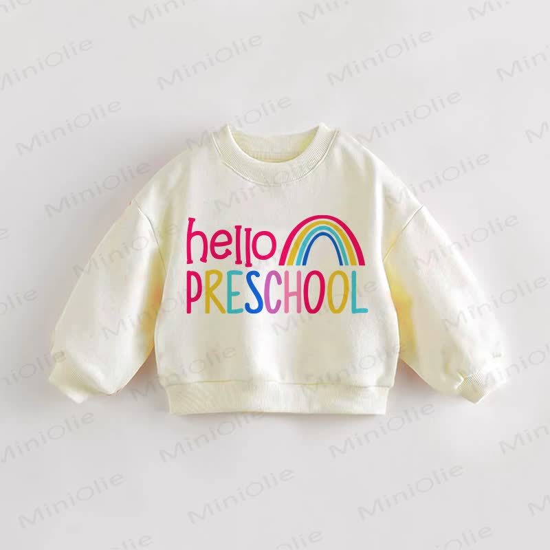 HELLO PRESCHOOL Baby Toddler Slogan Cream Sweatshirt - Cream - 3-5T - image 1