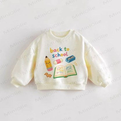 BACK TO SCHOOL Baby Toddler Slogan Cream Sweatshirt - Cream - 3-5T - image 1