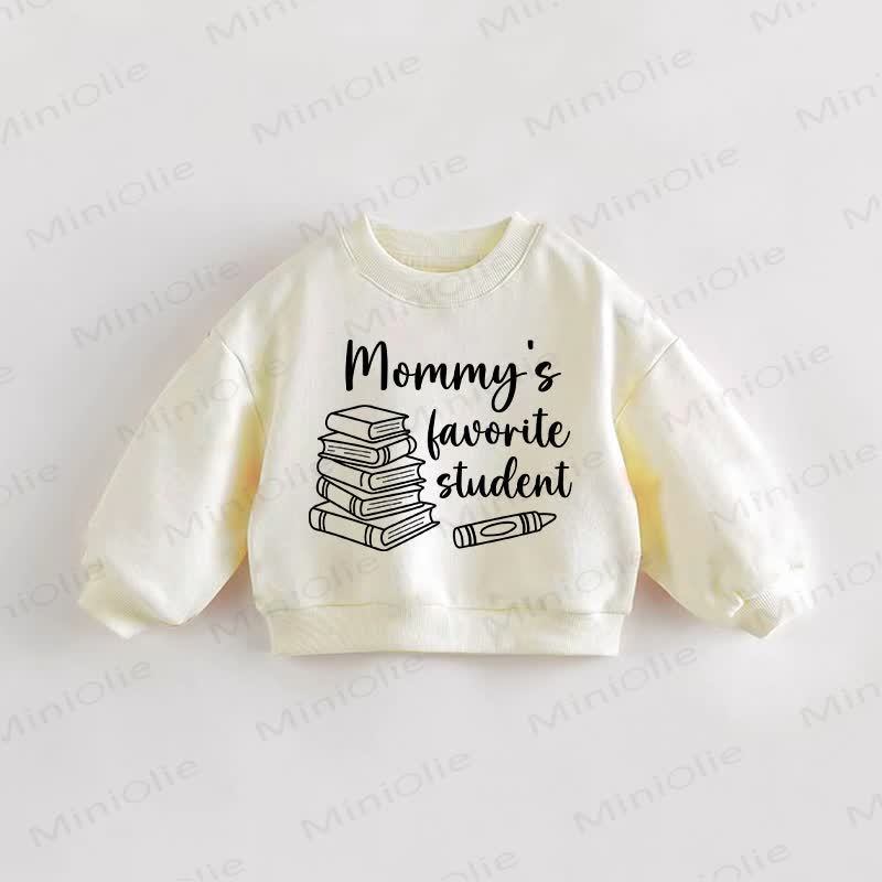 MOMMY'S FAVORITE STUDENT Baby Toddler Slogan Cream Sweatshirt - Cream - 3-5T - image 1