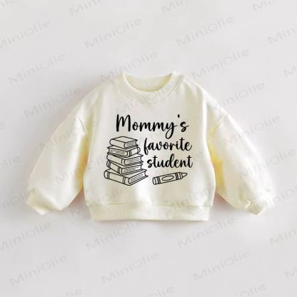 MOMMY'S FAVORITE STUDENT Baby Toddler Slogan Cream Sweatshirt - Cream - 3-5T - image 1