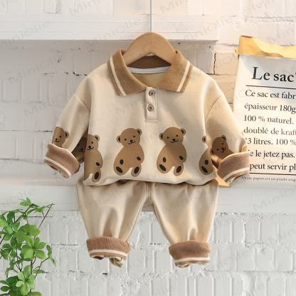Toddler Baby Animal Print Sweatshirt and Pants 2-piece Set - Beige Four Bears - 4-5T - image 4