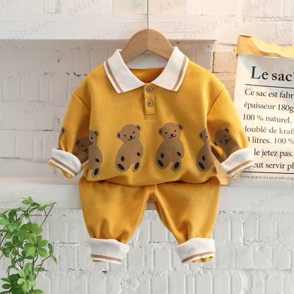 Toddler Baby Animal Print Sweatshirt and Pants 2-piece Set - Yellow Four Bears - 4-5T - image 2