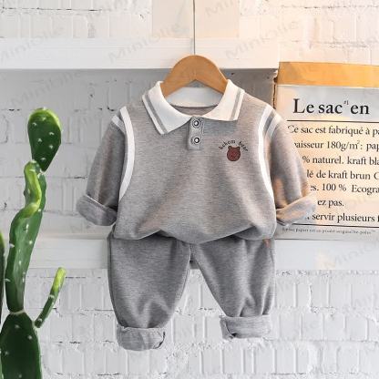 Toddler Baby Animal Print Sweatshirt and Pants 2-piece Set - Gray Bear - 4-5T - image 5