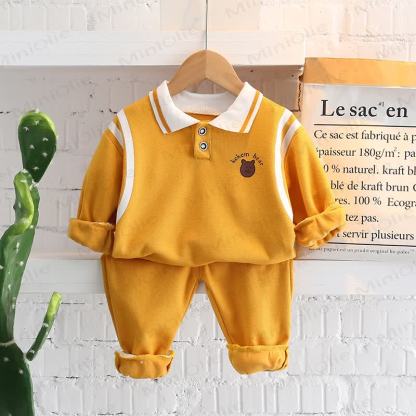 Toddler Baby Animal Print Sweatshirt and Pants 2-piece Set - Yellow Bear - 4-5T - image 6