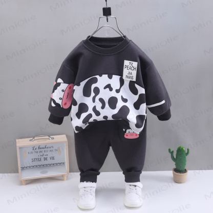 Toddler Baby Animal Print Sweatshirt and Pants 2-piece Set - Gray Cow - 4-5T - image 10