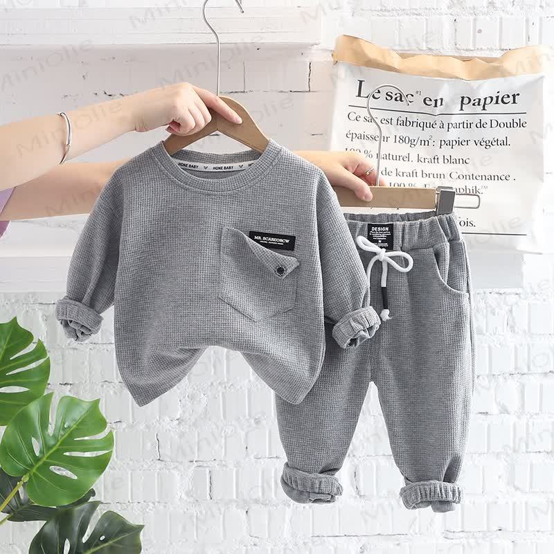 Toddler Baby Animal Print Sweatshirt and Pants 2-piece Set - GrayWaffle - 4-5T - image 12
