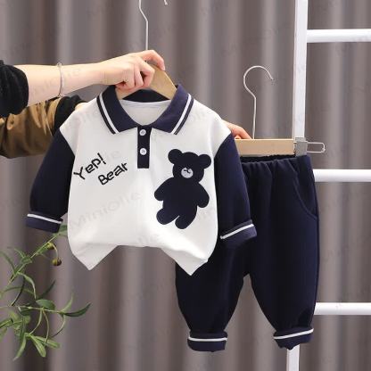 Toddler Baby Animal Print Sweatshirt and Pants 2-piece Set - Navy Bear - 4-5T - image 21