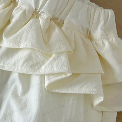 Toddler Girl Solid Color Ruffle Waist Drawstring Cuff Pants - image 8