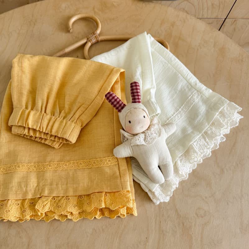 Toddler Girl Solid Color Lace Trim Summer Pants - image 4