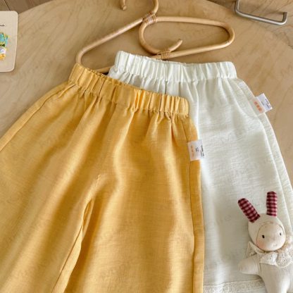 Toddler Girl Solid Color Lace Trim Summer Pants - image 5
