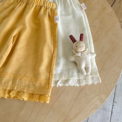 Toddler Girl Solid Color Lace Trim Summer Pants - image 6