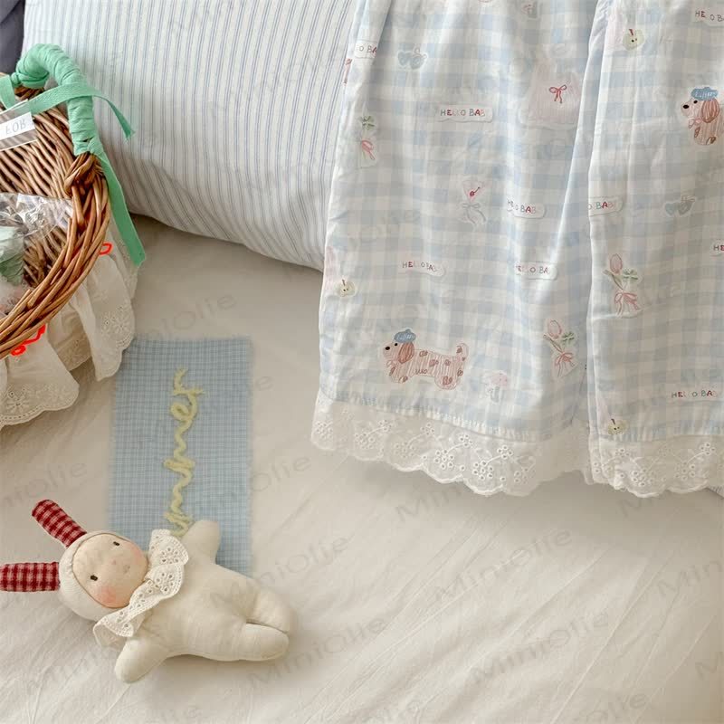 Toddler Girls Gingham/Solid Color Lace Trim Pants - image 5