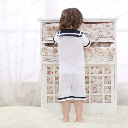 Toddler Baby Classic Nautical Sailor Collar Top and Shorts 2-piece Set - image 4
