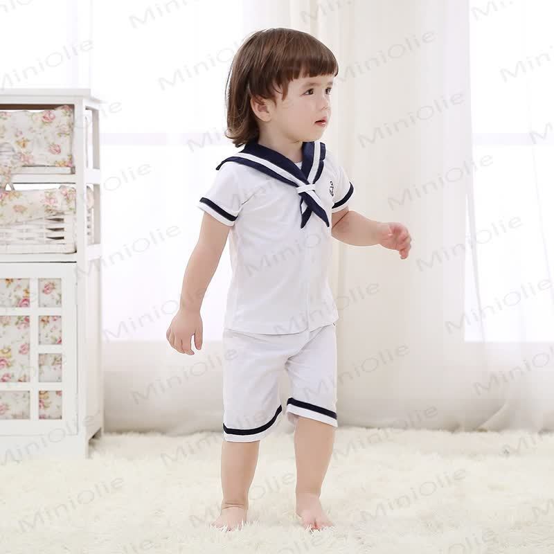 Toddler Baby Classic Nautical Sailor Collar Top and Shorts 2-piece Set - image 3