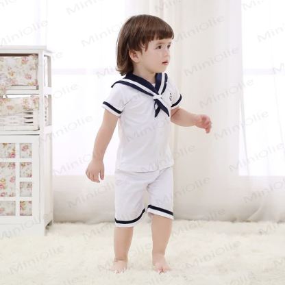 Toddler Baby Classic Nautical Sailor Collar Top and Shorts 2-piece Set - image 3