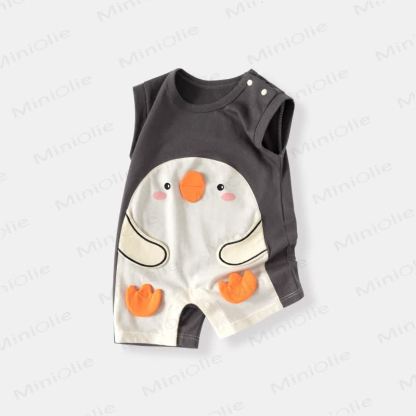 Baby Cartoon Patch Colorblock Sleeveless Onesie - Navy Penguin - 18-24M - image 8