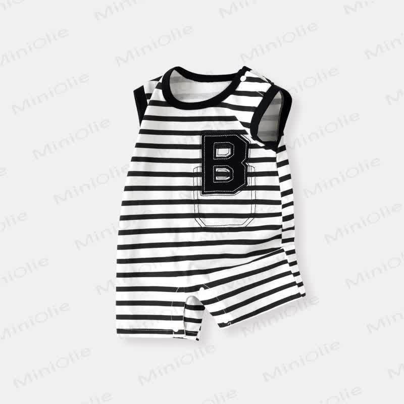 Baby Cartoon Patch Colorblock Sleeveless Onesie - Black Letters - 18-24M - image 9