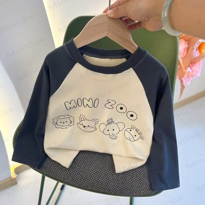 Toddler Raglan Short Sleeve Crew Neck T-Shirt - Gray Animal - 10-11T - image 2