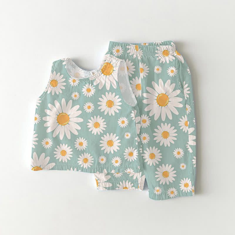 Baby Toddler Daisy Green Top and Pants 2-piece Set - Green - 3-4T - image 1