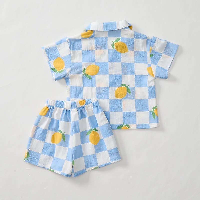 Baby Toddler Lemon Check Shirt and Shorts 2-piece Set - image 3