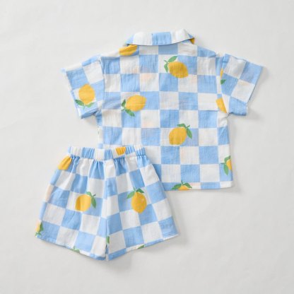 Baby Toddler Lemon Check Shirt and Shorts 2-piece Set - image 3
