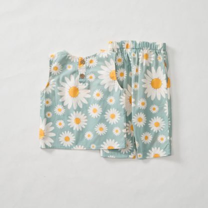 Baby Toddler Daisy Green Top and Pants 2-piece Set - image 3