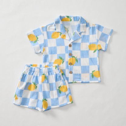 Baby Toddler Lemon Check Shirt and Shorts 2-piece Set - image 2