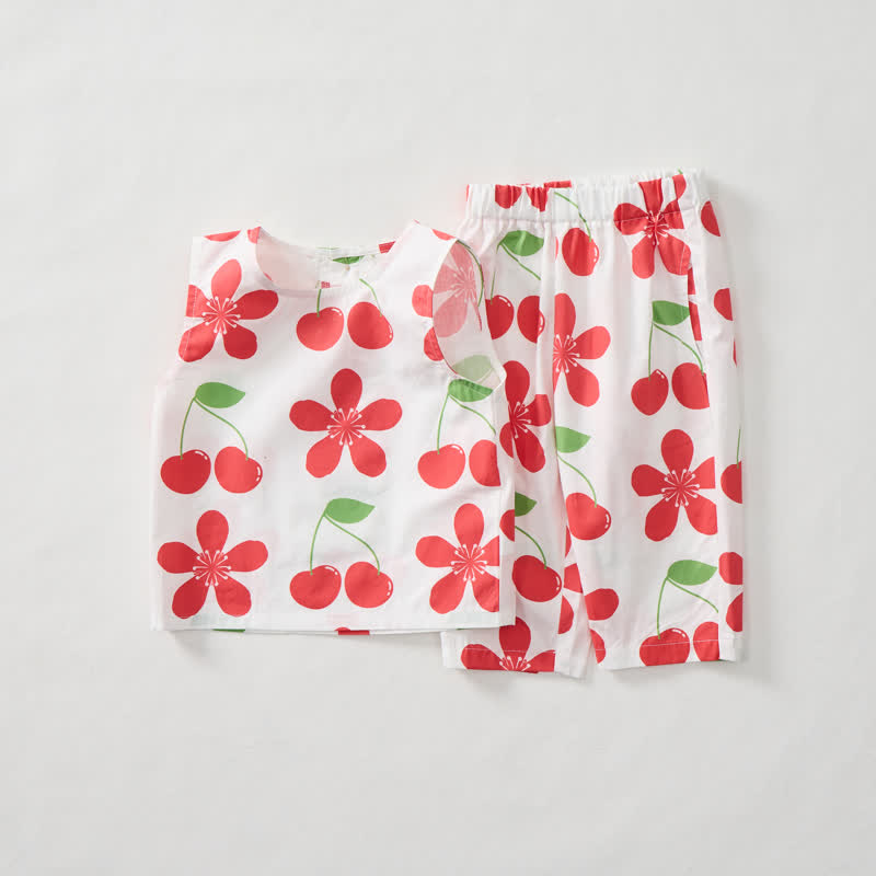 Baby Toddler Floral Cherry Top and Shorts 2-piece Set - image 2