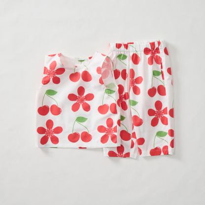 Baby Toddler Floral Cherry Top and Shorts 2-piece Set - image 2