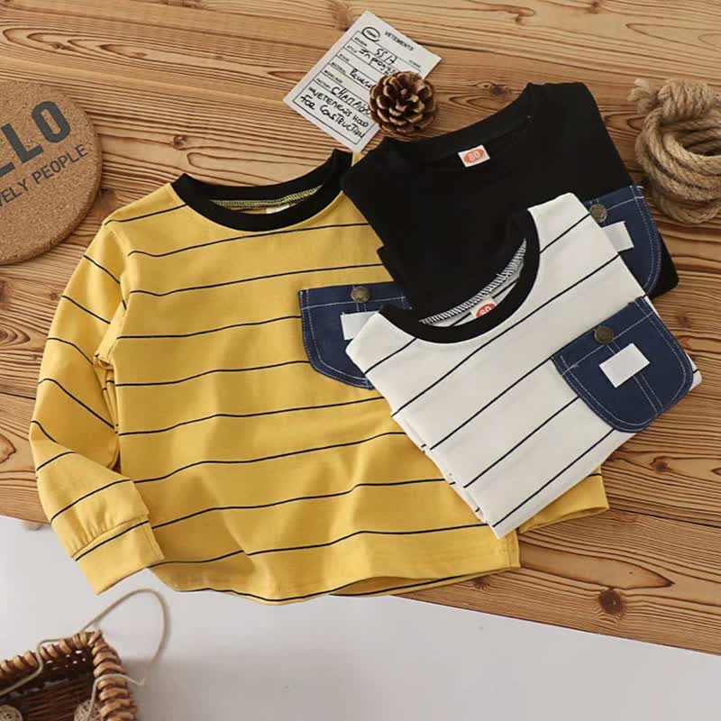 Toddler Boy Denim Pocket Long Sleeve T-Shirt - image 1