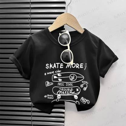 Toddler Cartoon Print Boxy T-Shirt - Black Skateboard - 4-5T - image 2