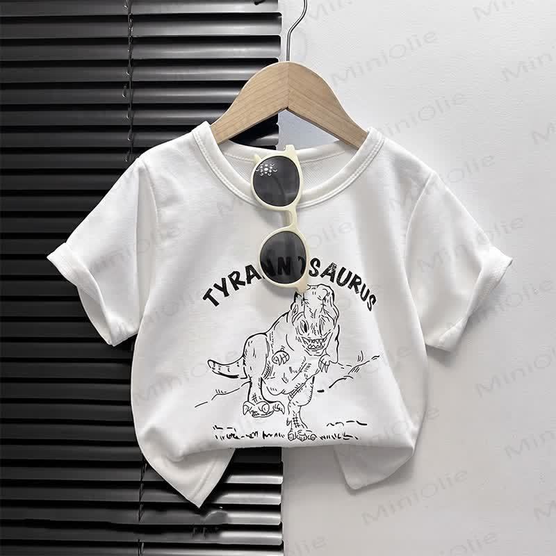 Toddler Cartoon Print Boxy T-Shirt - White Dinosaur - 4-5T - image 3
