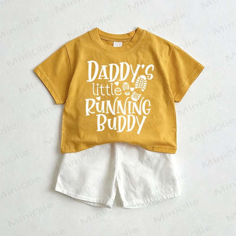 DADDY'S LITTLE RUNNING BUDDY Baby Yellow&White Tee and Shorts 2-Piece Set - Yellow&White - 3-5T - image 1
