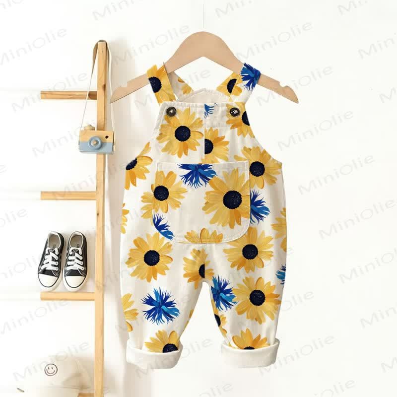 Baby Toddler White Daisy Overalls - White - 3-5T - image 1