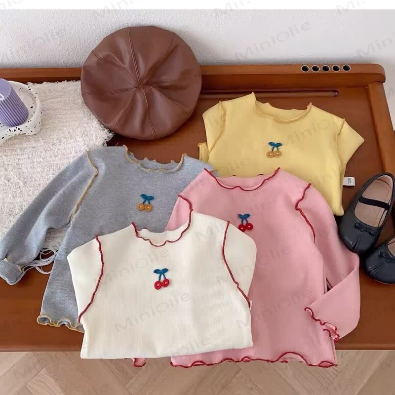 Baby Toddler Girl Cherry Embroidered Ribbed T-Shirt - image 6