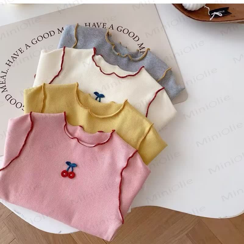 Baby Toddler Girl Cherry Embroidered Ribbed T-Shirt - image 7