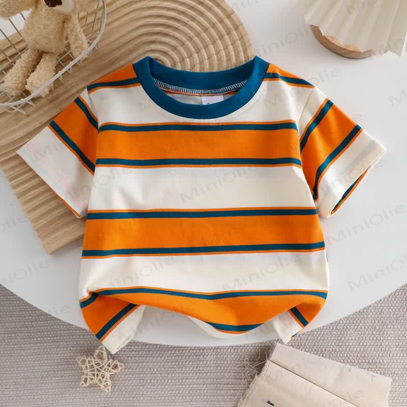 Baby Toddler Boy Striped Crew Neck T-Shirt - Orange - 6Y - image 2