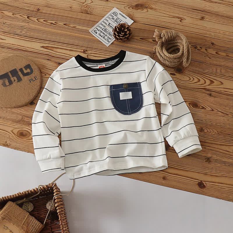 Toddler Boy Denim Pocket Long Sleeve T-Shirt - White - 5Y - image 4
