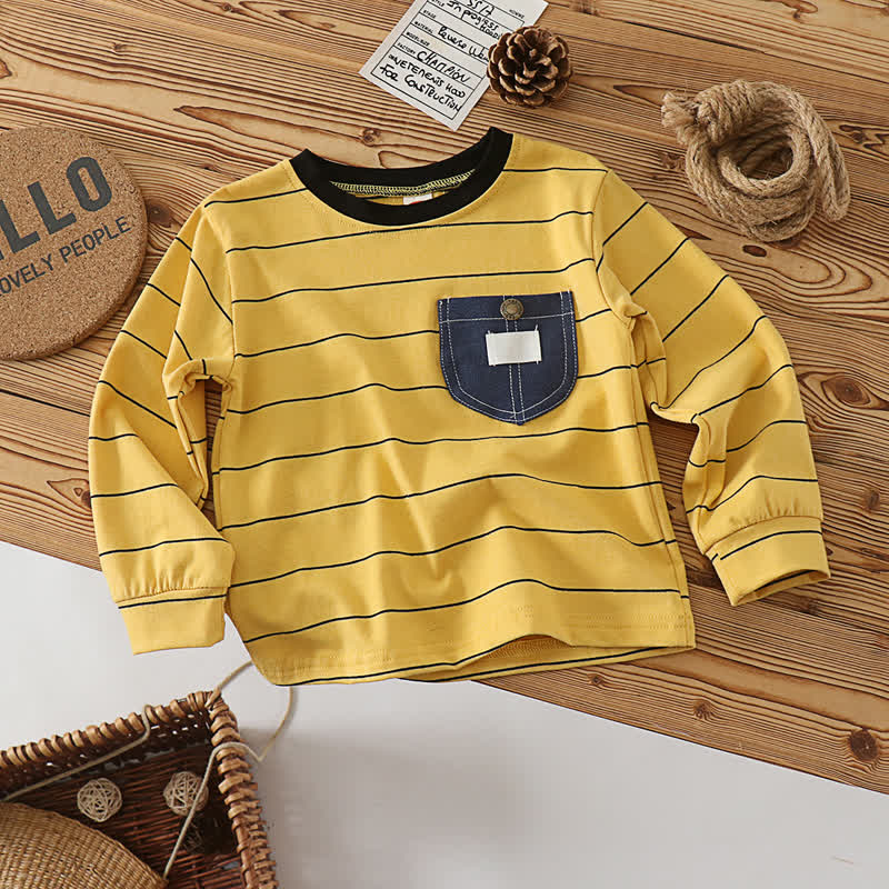 Toddler Boy Denim Pocket Long Sleeve T-Shirt - Yellow - 5Y - image 3