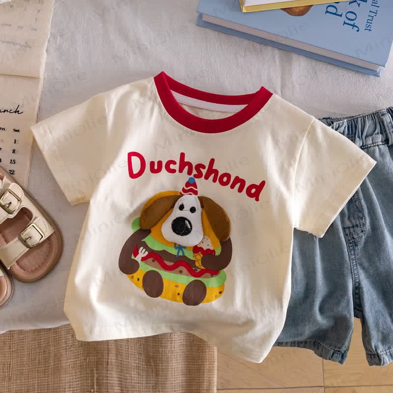 Toddler Beige Food/Animal Graphic T-Shirt - Beige Puppy - 6-7T - image 3